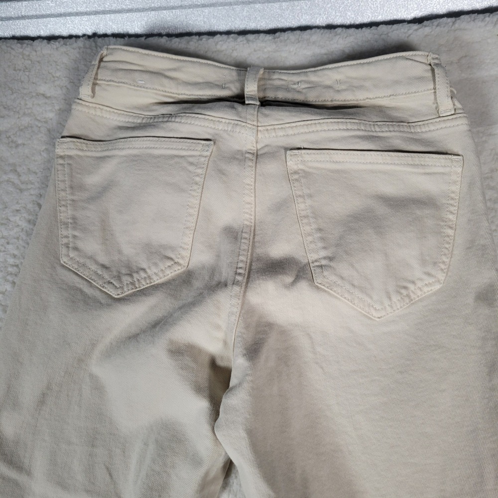 MNG‎ Fiona Flare Jeans Men Size 28 Cream Raw Hem Cotton Blend Mid Rise Denim - Picture 16 of 16